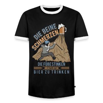 Retro Bier Kletter Bergsteiger Walking Trekking - Männer Kontrast-T-Shirt - Schwarz/Weiß - Vorne - AI Model Female 172 light (172cm) & AI Model Male 178 light (178cm)
