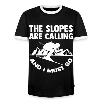 Ski Montagne alpine Avalanche vacances de ski Ski Ski - T-shirt contrasté Homme - noir/blanc - Devant - AI Model Female 172 light (172cm) & AI Model Male 178 light (178cm)