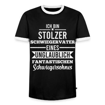 Stolzer Schwiegervater Schwiegerpapa Lustige Sprüc - Männer Kontrast-T-Shirt - Schwarz/Weiß - Vorne - AI Model Female 172 light (172cm) & AI Model Male 178 light (178cm)