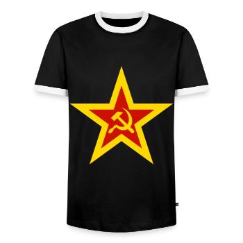 communism - Men's Ringer Shirt - black/white - Front - AI Model Female 172 light (172cm) & AI Model Male 178 light (178cm)