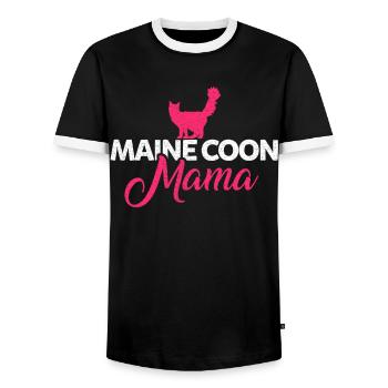 Maine Coon Cats Mom Mothers Day Gift - Men's Ringer Shirt - black/white - Front - AI Model Female 172 light (172cm) & AI Model Male 178 light (178cm)