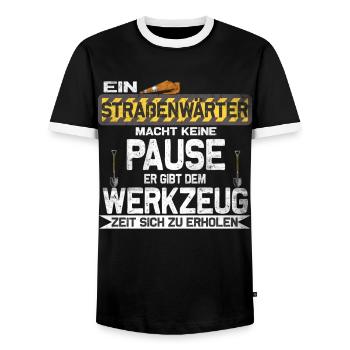 "Ein Straßenwärter macht keine Pause" - Männer Kontrast-T-Shirt - Schwarz/Weiß - Vorne - AI Model Female 172 light (172cm) & AI Model Male 178 light (178cm)