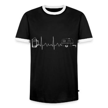camping avec caravanes et tentes idée cadeau - T-shirt contrasté Homme - noir/blanc - Devant - AI Model Female 172 light (172cm) & AI Model Male 178 light (178cm)