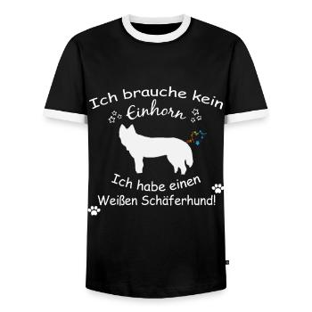Weisser Schäferhund Tshirt - Weisser Schäferhund - Männer Kontrast-T-Shirt - Schwarz/Weiß - Vorne - AI Model Female 172 light (172cm) & AI Model Male 178 light (178cm)