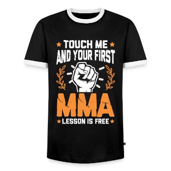 Mixed martial arts fist - Men's Ringer Shirt - black/white - Front - AI Model Female 172 light (172cm) & AI Model Male 178 light (178cm)