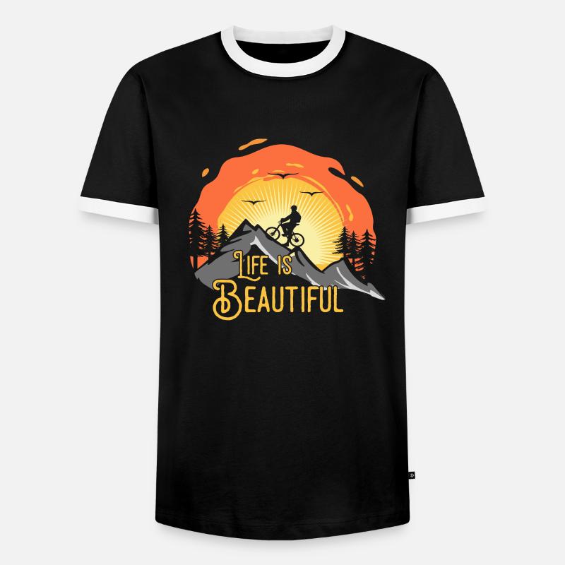 Das Leben ist wunderschoen - Männer Kontrast-T-Shirt - Schwarz/Weiß