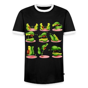Yoga Veggie Avocado Couple Meditation Avocato - Men's Ringer Shirt - black/white - Front - AI Model Female 172 light (172cm) & AI Model Male 178 light (178cm)