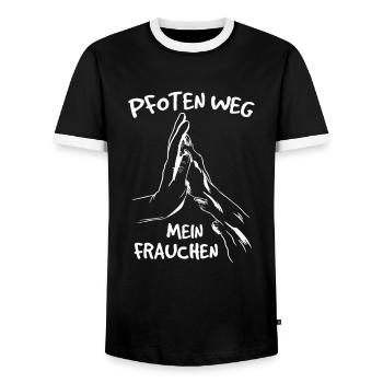 Pfoten Weg Mein Frauchen Hund Appenzeller Pfote - Männer Kontrast-T-Shirt - Schwarz/Weiß - Vorne - AI Model Female 172 light (172cm) & AI Model Male 178 light (178cm)