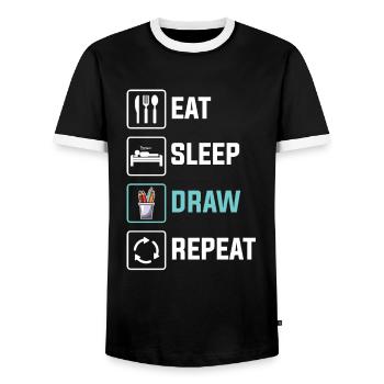 Artists - Men's Ringer Shirt - black/white - Front - AI Model Female 172 light (172cm) & AI Model Male 178 light (178cm)