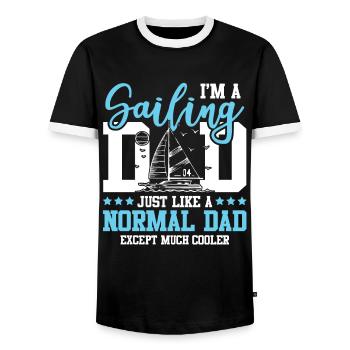 sail dad papa sail - Men's Ringer Shirt - black/white - Front - AI Model Female 172 light (172cm) & AI Model Male 178 light (178cm)