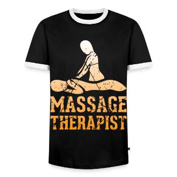 Massage therapist massage therapy - Men's Ringer Shirt - black/white - Front - AI Model Female 172 light (172cm) & AI Model Male 178 light (178cm)