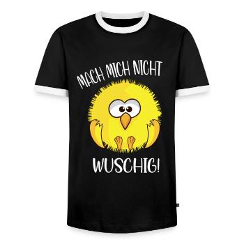 Flauschiges Küken mach mich nicht wuschig - Männer Kontrast-T-Shirt - Schwarz/Weiß - Vorne - AI Model Female 172 light (172cm) & AI Model Male 178 light (178cm)