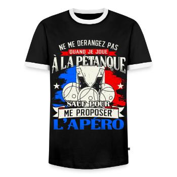 Petanque Humour Boccia Bouliste - T-shirt contrasté Homme - noir/blanc - Devant - AI Model Female 172 light (172cm) & AI Model Male 178 light (178cm)