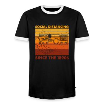 Vintage Licensed Ham Radio Operator, Amateurfunker - Männer Kontrast-T-Shirt - Schwarz/Weiß - Vorne - AI Model Female 172 light (172cm) & AI Model Male 178 light (178cm)