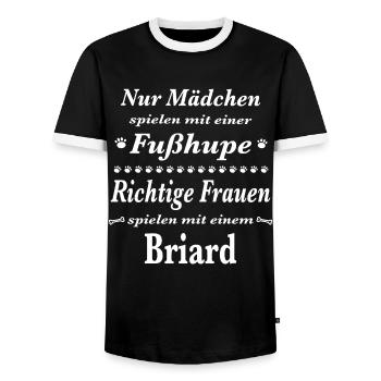 Briard Tshirt Briard Hund Shirt T-Shirt - Männer Kontrast-T-Shirt - Schwarz/Weiß - Vorne - AI Model Female 172 light (172cm) & AI Model Male 178 light (178cm)