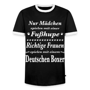 Deutscher Boxer Tshirt Deutscher Boxer Hund Shirt - Männer Kontrast-T-Shirt - Schwarz/Weiß - Vorne - AI Model Female 172 light (172cm) & AI Model Male 178 light (178cm)