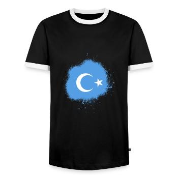 uyghur flag china freedom gift - Men's Ringer Shirt - black/white - Front - AI Model Female 172 light (172cm) & AI Model Male 178 light (178cm)