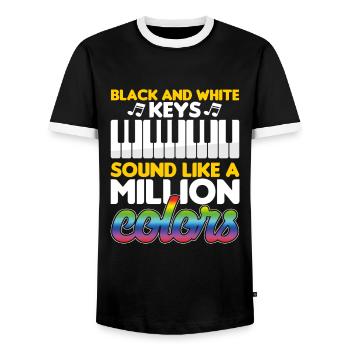 Touches noires et blanches Milion Colors Piano Pianist - T-shirt contrasté Homme - noir/blanc - Devant - AI Model Female 172 light (172cm) & AI Model Male 178 light (178cm)