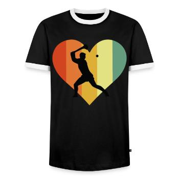 Retro Hurling Heart Design - T-shirt contrasté Homme - noir/blanc - Devant - AI Model Female 172 light (172cm) & AI Model Male 178 light (178cm)