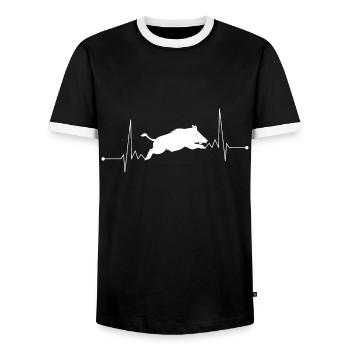 Wildschwein Jagen Jäger Herzschlag Schwarzwild - Männer Kontrast-T-Shirt - Schwarz/Weiß - Vorne - AI Model Female 172 light (172cm) & AI Model Male 178 light (178cm)
