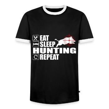 Eat Sleep Boar Hunt Répéter Hunter - T-shirt contrasté Homme - noir/blanc - Devant - AI Model Female 172 light (172cm) & AI Model Male 178 light (178cm)