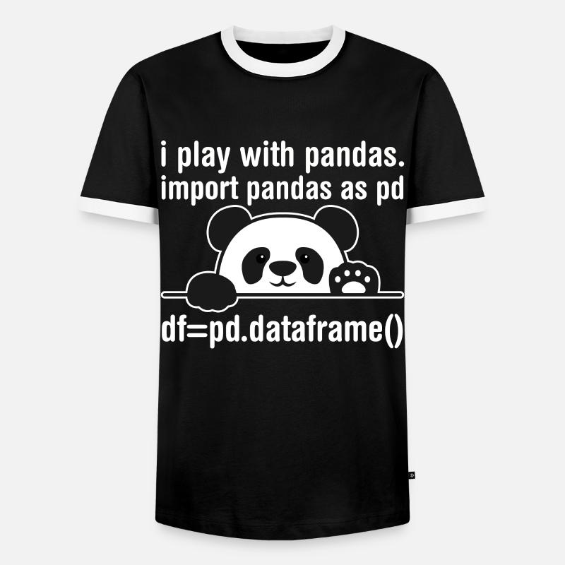 Python programmer IT nerd panda programming - Men's Ringer Shirt - black/white