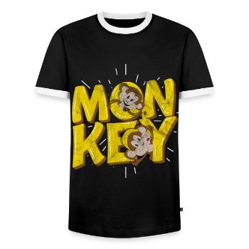 monkey - Men's Ringer Shirt - black/white - Front - AI Model Female 172 light (172cm) & AI Model Male 178 light (178cm)