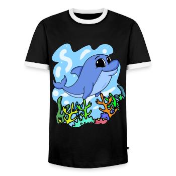 Delfin - Männer Kontrast-T-Shirt - Schwarz/Weiß - Vorne - AI Model Female 172 light (172cm) & AI Model Male 178 light (178cm)