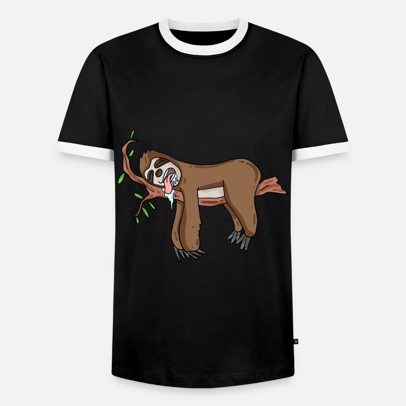 Faultier - Männer Kontrast-T-Shirt - Schwarz/Weiß