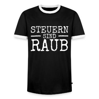 Steuern Sind Raub & Diebstahl Taxation Is Theft - Männer Kontrast-T-Shirt - Schwarz/Weiß - Vorne - AI Model Female 172 light (172cm) & AI Model Male 178 light (178cm)