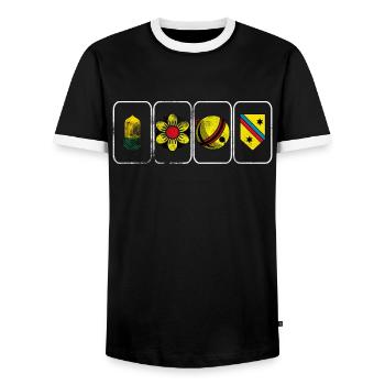 Jassen Rosen Schellen Eichel Schilten - Männer Kontrast-T-Shirt - Schwarz/Weiß - Vorne - AI Model Female 172 light (172cm) & AI Model Male 178 light (178cm)