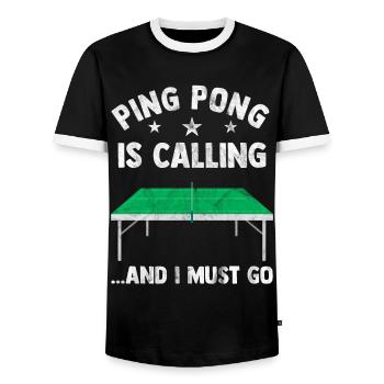 Ping-pong - Men's Ringer Shirt - black/white - Front - AI Model Female 172 light (172cm) & AI Model Male 178 light (178cm)