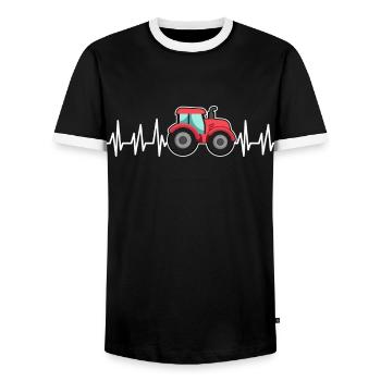 tracteur - T-shirt contrasté Homme - noir/blanc - Devant - AI Model Female 172 light (172cm) & AI Model Male 178 light (178cm)