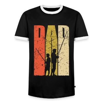 Cadeau de pêcheur de pêche à la pêche papa et fils - T-shirt contrasté Homme - noir/blanc - Devant - AI Model Female 172 light (172cm) & AI Model Male 178 light (178cm)