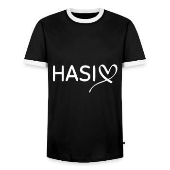 Rabbit - Men's Ringer Shirt - black/white - Front - AI Model Female 172 light (172cm) & AI Model Male 178 light (178cm)