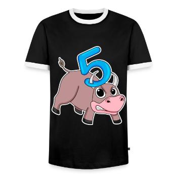 Taureau taureau d'anniversaire pour enfants de 5 ans - T-shirt contrasté Homme - noir/blanc - Devant - AI Model Female 172 light (172cm) & AI Model Male 178 light (178cm)