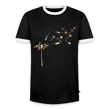 Wein Pusteblume - Männer Kontrast-T-Shirt - Schwarz/Weiß - Vorne - AI Model Female 172 light (172cm) & AI Model Male 178 light (178cm)