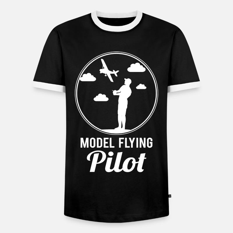 Modellflug Pilot Modellbauer Flugzeug Geschenk - Männer Kontrast-T-Shirt - Schwarz/Weiß