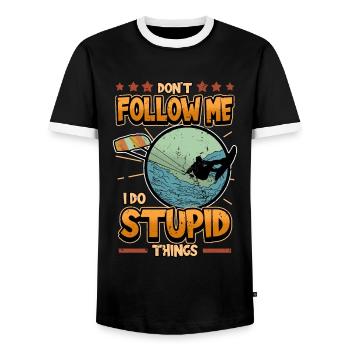 Wakeboard kite surf disant drôle de cadeau - T-shirt contrasté Homme - noir/blanc - Devant - AI Model Female 172 light (172cm) & AI Model Male 178 light (178cm)