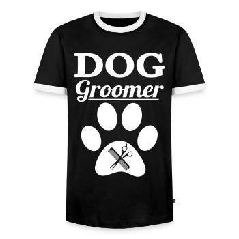Chien toiletteur salon chien coiffeur profession cadeau - T-shirt contrasté Homme - noir/blanc - Devant - AI Model Female 172 light (172cm) & AI Model Male 178 light (178cm)