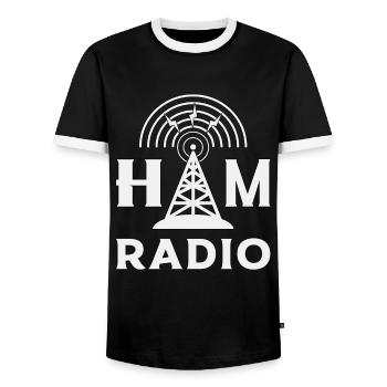 Radio HAM Operator Amateurfunk Antenne Geschenk - Männer Kontrast-T-Shirt - Schwarz/Weiß - Vorne - AI Model Female 172 light (172cm) & AI Model Male 178 light (178cm)