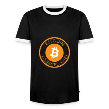 Bitcoin - Männer Kontrast-T-Shirt - Schwarz/Weiß - Vorne - AI Model Female 172 light (172cm) & AI Model Male 178 light (178cm)