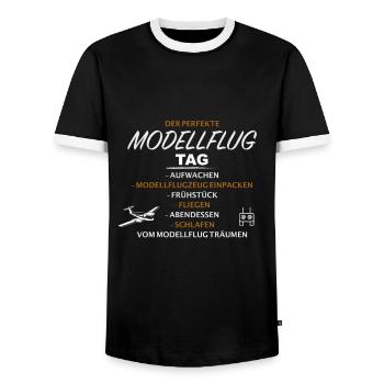 Modellflug Modellflugzeug Modellfliegen - Männer Kontrast-T-Shirt - Schwarz/Weiß - Vorne - AI Model Female 172 light (172cm) & AI Model Male 178 light (178cm)