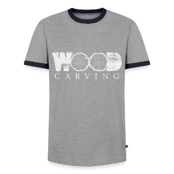 Holz Schnitzen Wood Working Schreiner Tischler - Männer Kontrast-T-Shirt - Grau/Navy  - Vorne - AI Model Female 172 light (172cm) & AI Model Male 178 light (178cm)