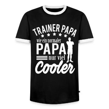 Trainer Papa Fußball Vatertag Geschenk - Männer Kontrast-T-Shirt - Schwarz/Weiß - Vorne - AI Model Female 172 light (172cm) & AI Model Male 178 light (178cm)