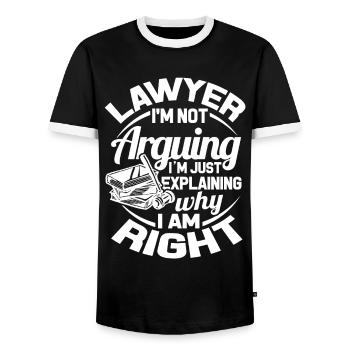 Avocat Juge Droit Criminel Défense Avocat Juriste - T-shirt contrasté Homme - noir/blanc - Devant - AI Model Female 172 light (172cm) & AI Model Male 178 light (178cm)