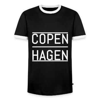 Kopenhagen - Männer Kontrast-T-Shirt - Schwarz/Weiß - Vorne - AI Model Female 172 light (172cm) & AI Model Male 178 light (178cm)