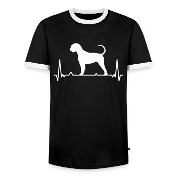 Heartbeat Herzschlag Riesenschnauzer Hundebesitzer - Männer Kontrast-T-Shirt - Schwarz/Weiß - Vorne - AI Model Female 172 light (172cm) & AI Model Male 178 light (178cm)