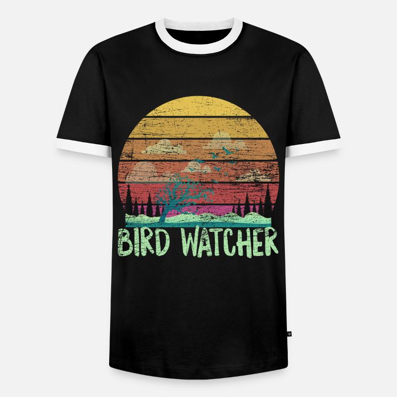 Vogelbeobachter - Männer Kontrast-T-Shirt - Schwarz/Weiß