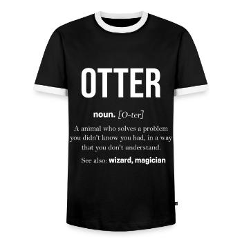 Cadeau animal mignon de loutre - T-shirt contrasté Homme - noir/blanc - Devant - AI Model Female 172 light (172cm) & AI Model Male 178 light (178cm)